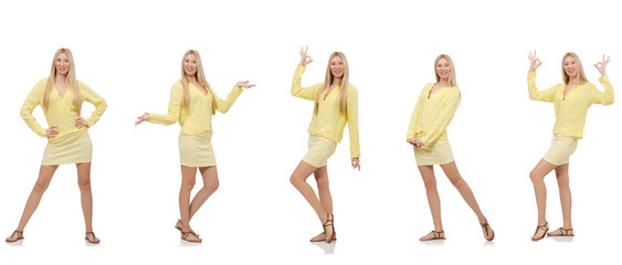 Collage of woman isolated on white