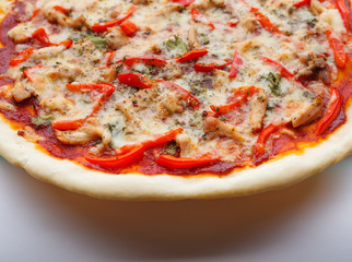 tasty Italian pizza with cheese and chiken