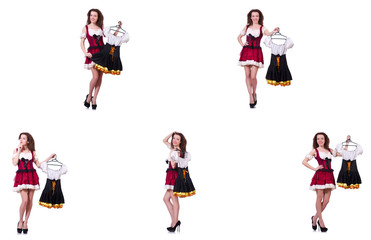 Woman with difficult choice of choosing clothing