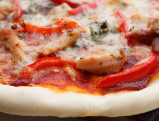 tasty Italian pizza with cheese and chiken