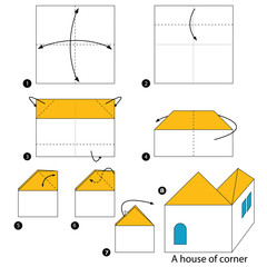 step by step instructions how to make origami A House Of Corner.