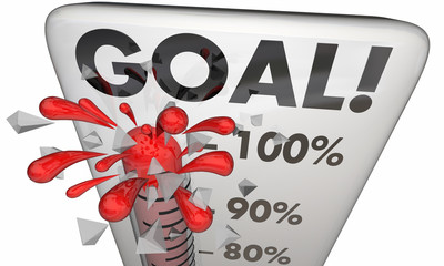 Goal Achieved 100 Percent Results Met Thermometer 3d Illustratio