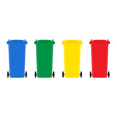 Set of trash bins flat design vector illustration