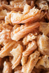 Closeup fried shrimp chins snack