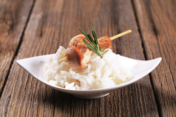 Chicken skewer with rice