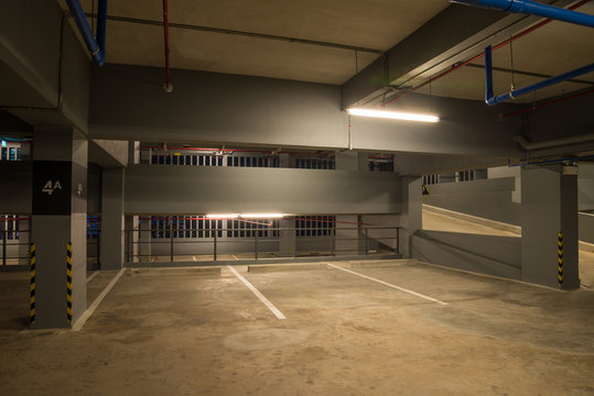 Parking garage at night