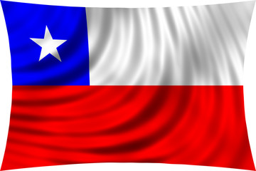 Flag of Chile waving in wind isolated on white