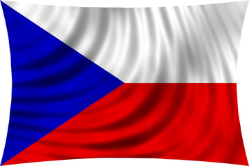 Flag of Czech Republic waving in wind isolated on white