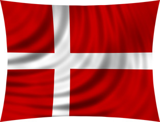 Obraz premium Flag of Denmark waving in wind isolated on white