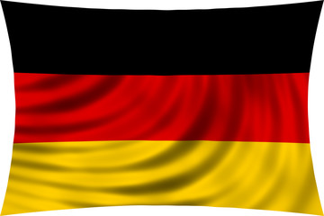 Flag of Germany waving in wind isolated on white