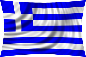 Flag of Greece waving in wind isolated on white