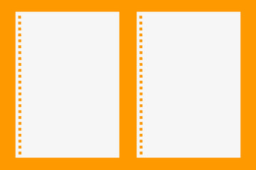 blank notebook paper white isolated on orange background with clipping path.