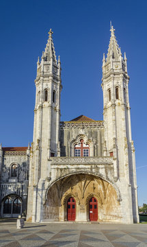 Jeronimos Monastery or Hieronymites Monastery, near the Tagus river in the parish of Belem,  Lisbon Municipality, Portugal
