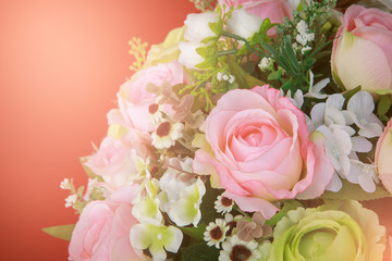 flowers bouquet arrange for decoration in home, vintage style