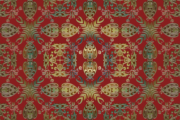 Vector vintage border frame engraving with retro ornament pattern in antique rococo style decorative design on a red background