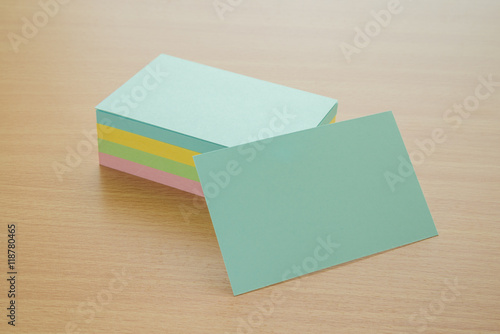 Blank Color Business Cards On A Desk Stock Photo And Royalty Free