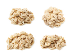 Pile of cooked dumplings isolated