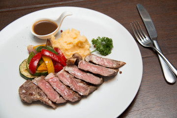 Beef steak with sauce