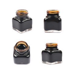 Tiny bottle filled with black ink