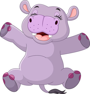 Cartoon funny hippo