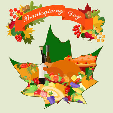 Thanksgiving card with maple leaf