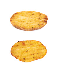 Baked potato slice composition, isolated