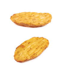 Baked potato slice composition, isolated