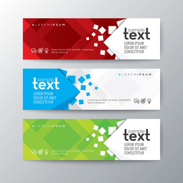colorful banners template with abstract square pattern background