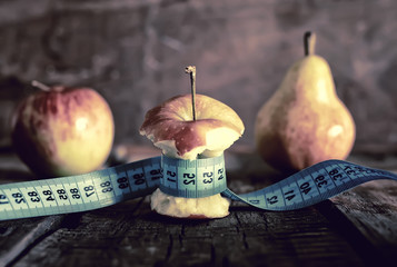 anorexia thinness measuring apple - obrazy, fototapety, plakaty