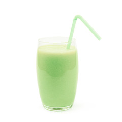 Glass filled with smoothie isolated