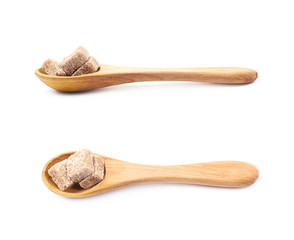Sugar cubes in spoon isolated