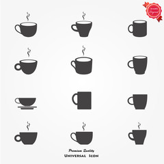 Coffee cup and Tea cup icon set