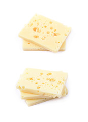 Pile of cheese slices isolated