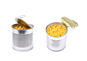 Canned corn in a tincan isolated