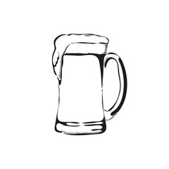 Outline hand drawn beer mug vector illustration