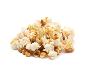 Pile of semi-cooked popcorn kernels