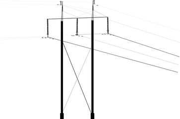 illustration with black electric column and cable