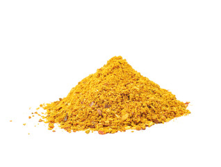 Pile of powdered curry spice isolated