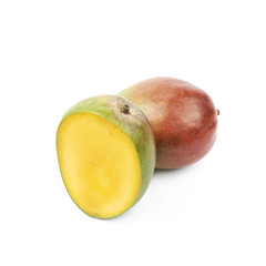 Sliced and cut mango fruit isolated