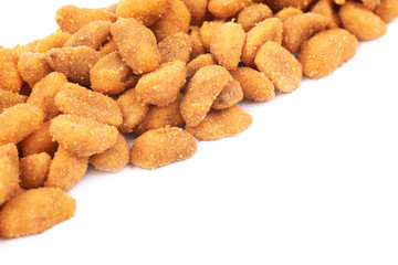 Pile of breaded peanuts isolated