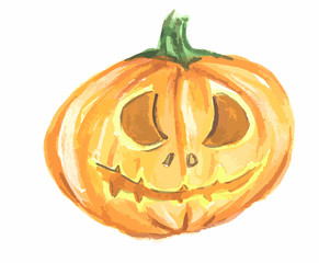 Watercolor scary pumpkin