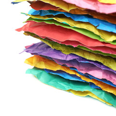 Pile of crumpled paper sheets isolated