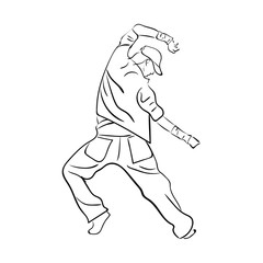 Hip-hop man dancer vector sketch on white
