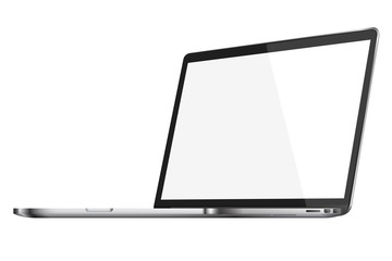 Obraz na płótnie Canvas Laptop with blank screen isolated on white background.