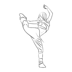 Hip-hop woman dancer vector sketch on white