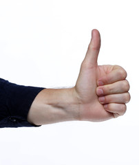hand with thumb up isolated on white background
