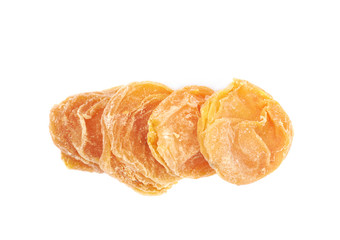 Pile of dried apricots isolated