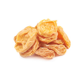 Pile of dried apricots isolated