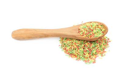 Pile of colorful sprinkles isolated