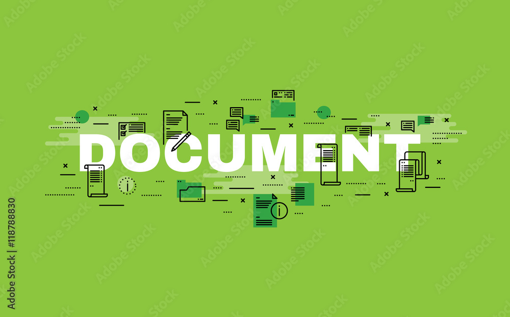 Wall mural lettering flat line design concepts of document.